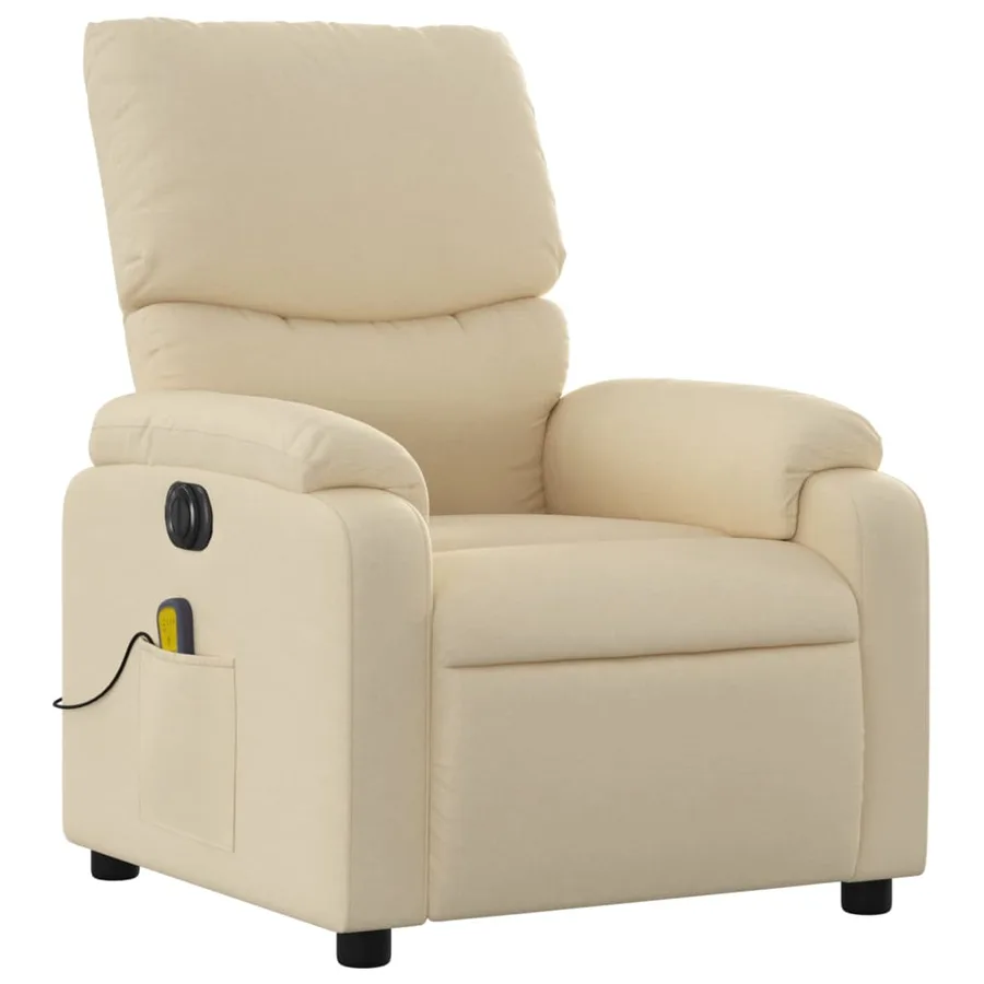 Fauteuil inclinable de massage électrique crème tissu - 4