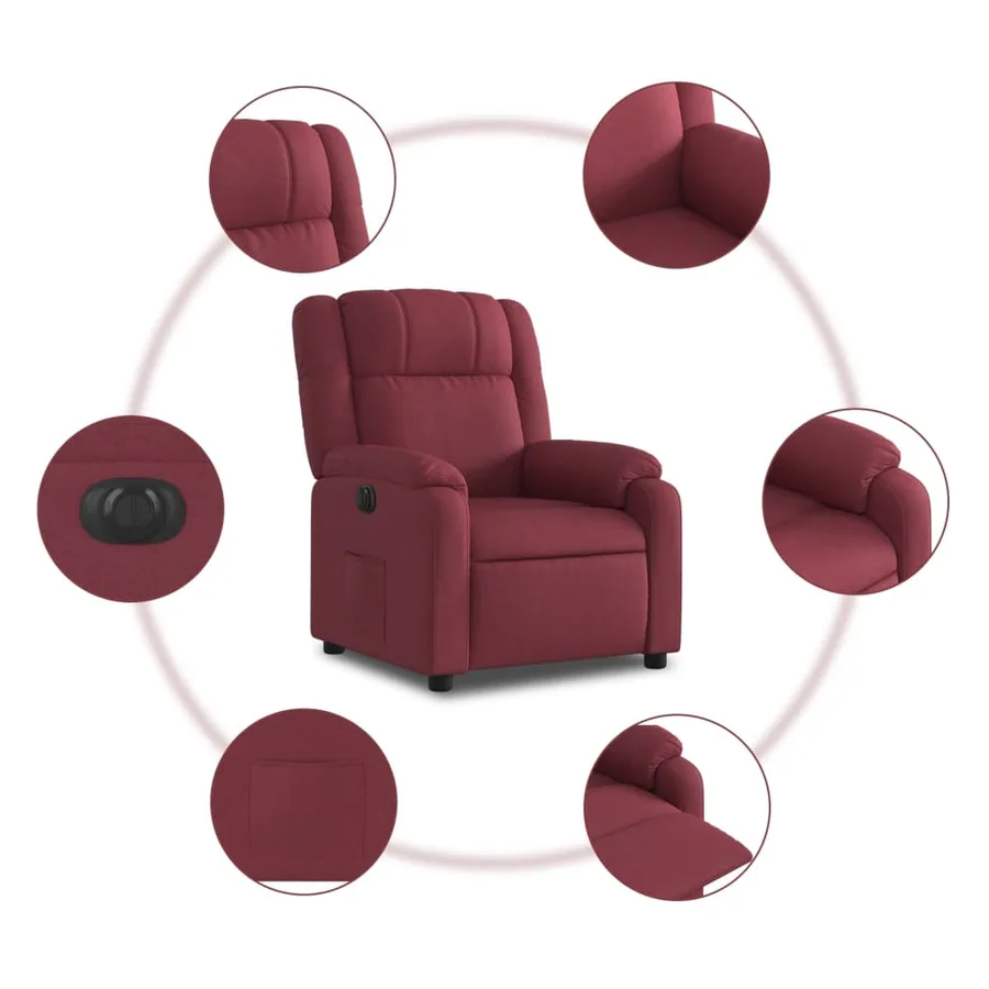 Fauteuil inclinable électrique Rouge bordeaux Tissu - 8