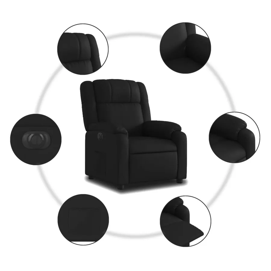 Fauteuil inclinable électrique Noir Similicuir - 8