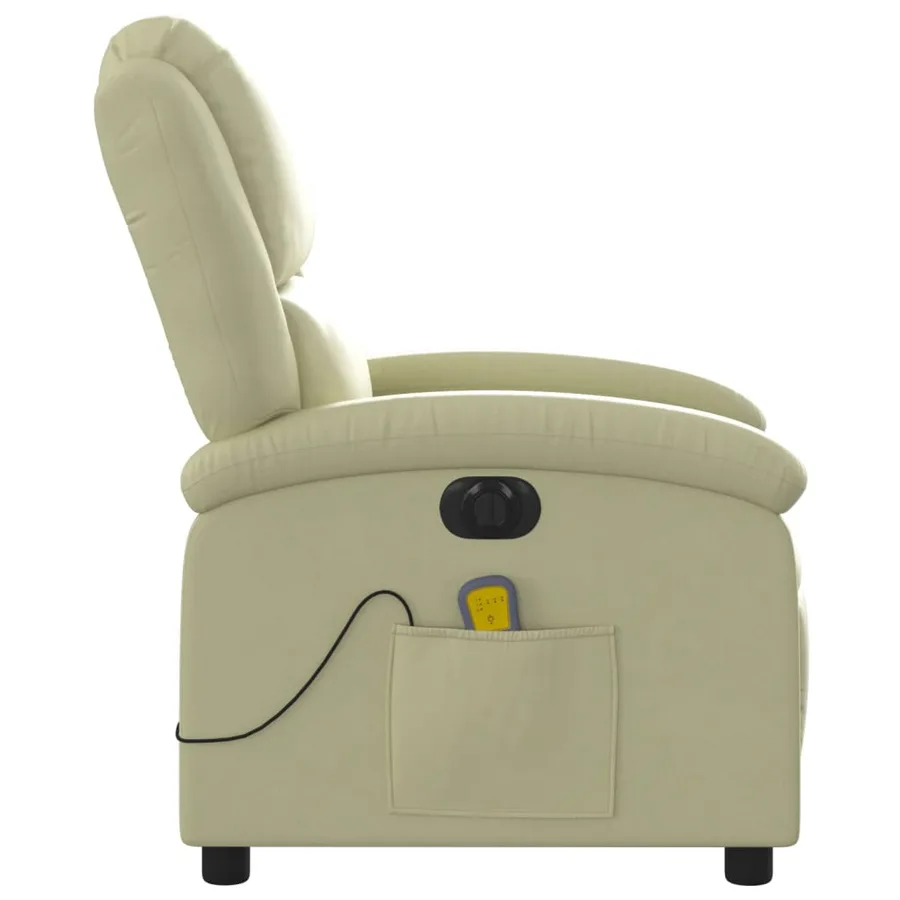 Fauteuil de massage inclinable électrique crème cuir véritable - 10