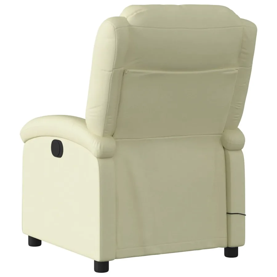 Fauteuil de massage inclinable électrique crème cuir véritable - 5