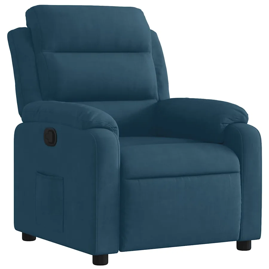 Fauteuil inclinable bleu velours - 2