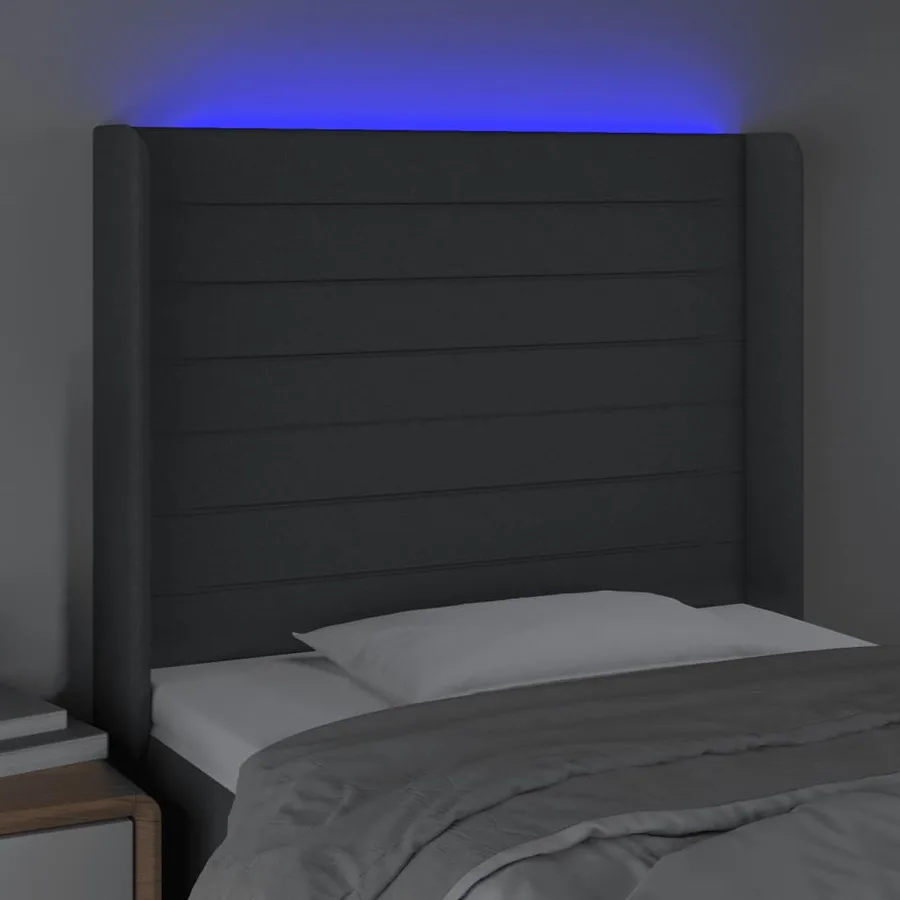 Tête de lit à LED Gris foncé 83x16x118/128 cm Tissu - 4