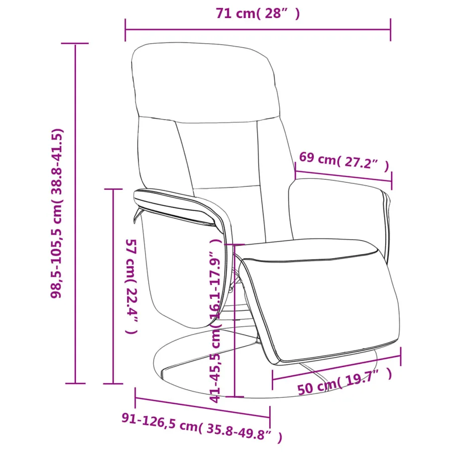 Fauteuil inclinable avec repose-pied gris foncé velours - 9
