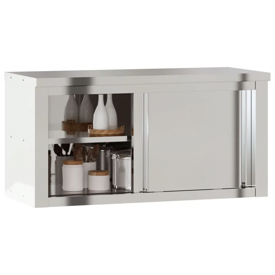 Armoire murale de cuisine avec portes coulissantes inox - 4