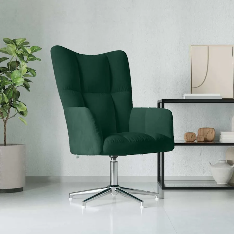 Chaise de relaxation Vert foncé Velours