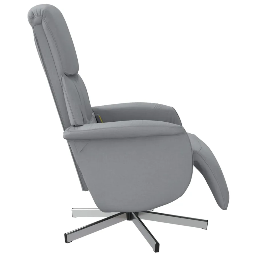 Fauteuil inclinable de massage et repose-pieds gris clair tissu - 5