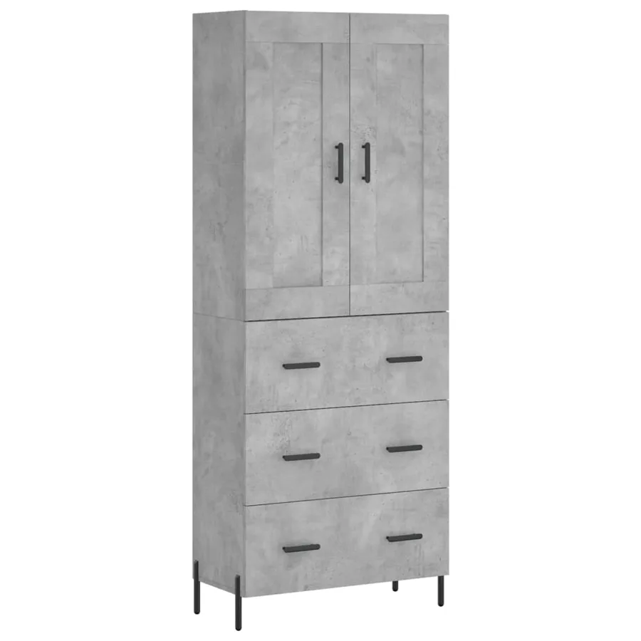 Buffet haut Gris béton 69,5x34x180 cm Bois d'ingénierie - 2