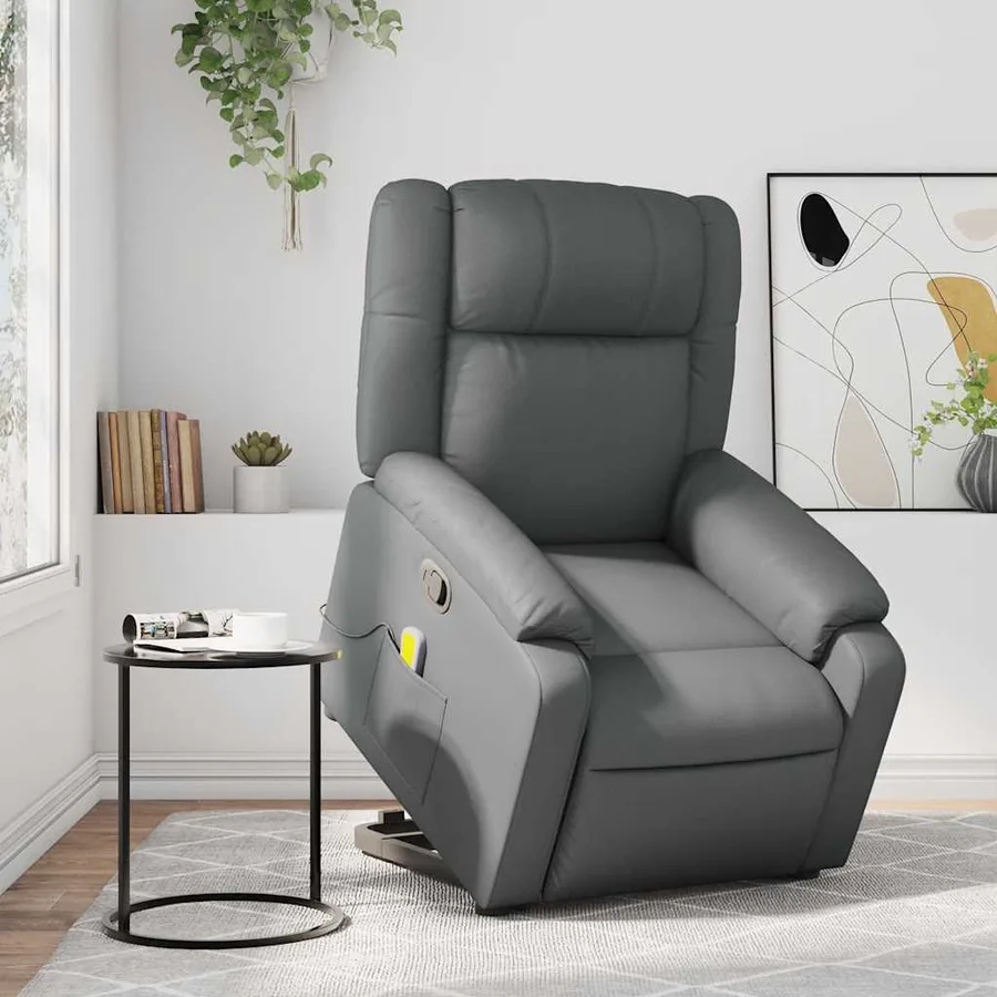 Fauteuil inclinable de massage Gris Similicuir - 15