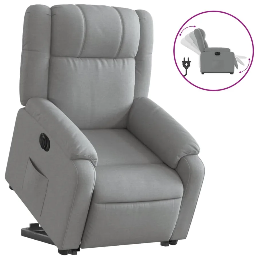 Fauteuil inclinable électrique gris clair tissu - 2