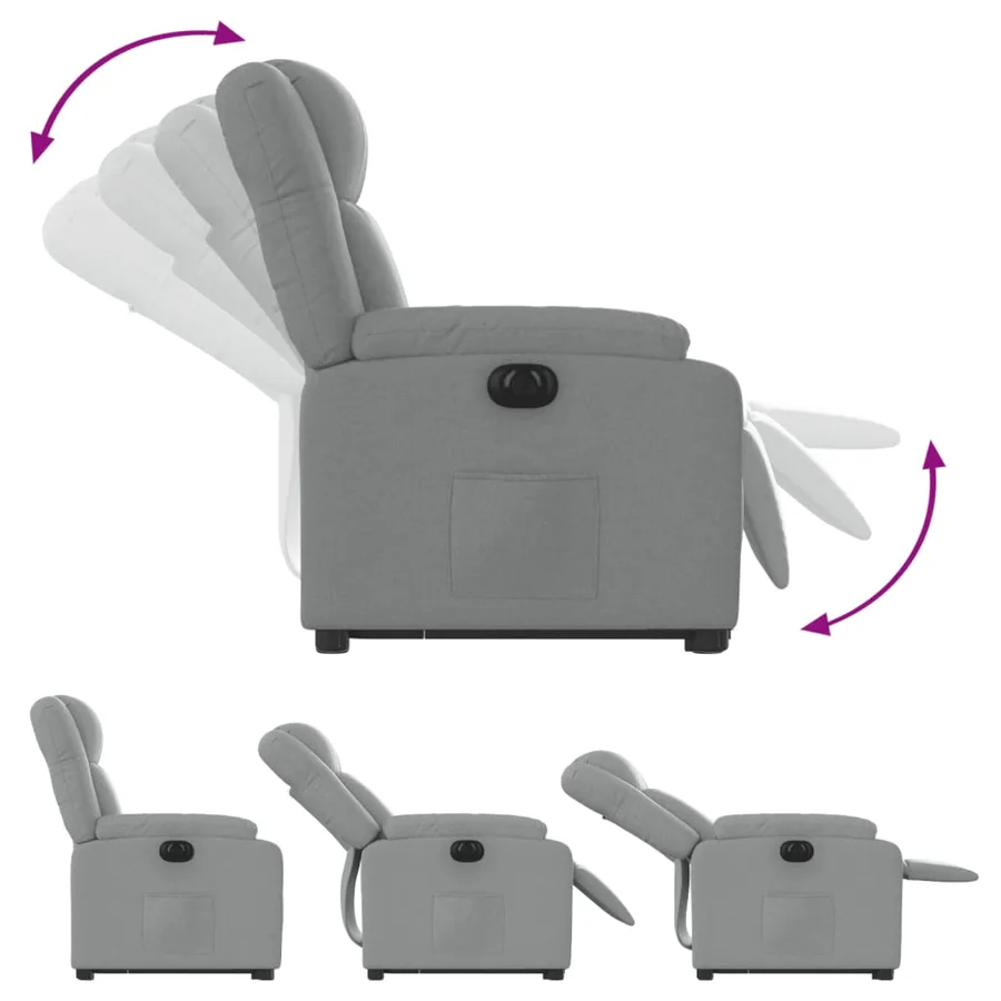 Fauteuil inclinable électrique gris clair tissu - 7