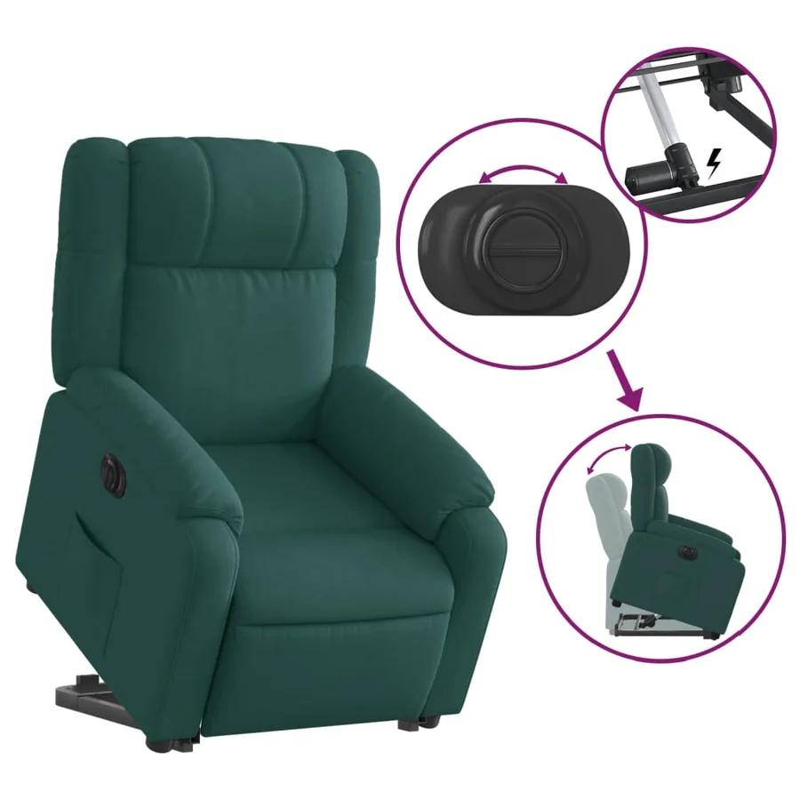 Fauteuil inclinable électrique vert foncé tissu - 11