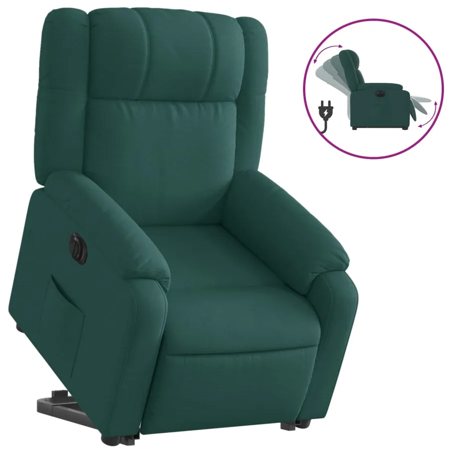 Fauteuil inclinable électrique vert foncé tissu - 2