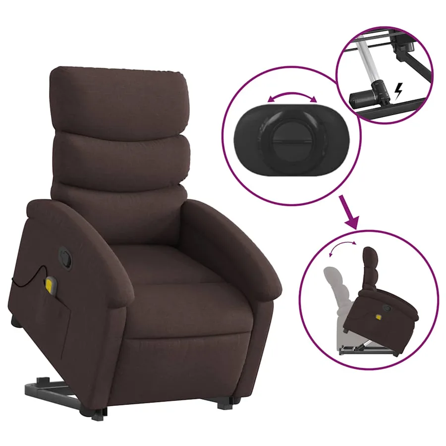 Fauteuil inclinable de massage Marron foncé Tissu - 6