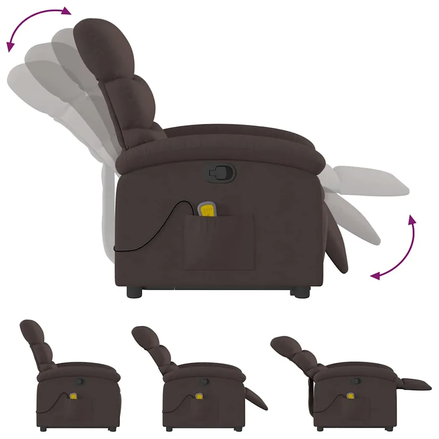 Fauteuil inclinable de massage Marron foncé Tissu - 7
