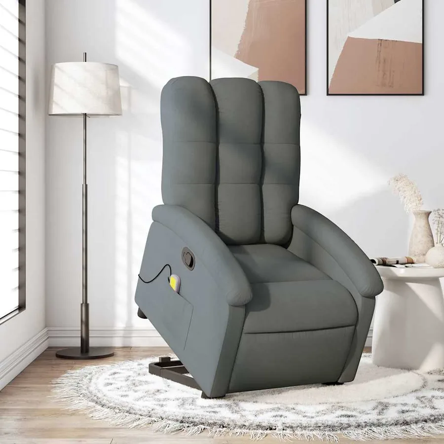 Fauteuil de massage inclinable Gris foncé Tissu - 15