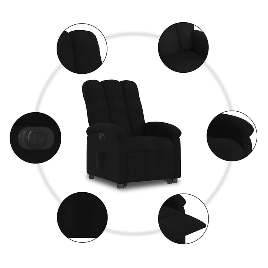 Fauteuil inclinable électrique noir tissu - 8