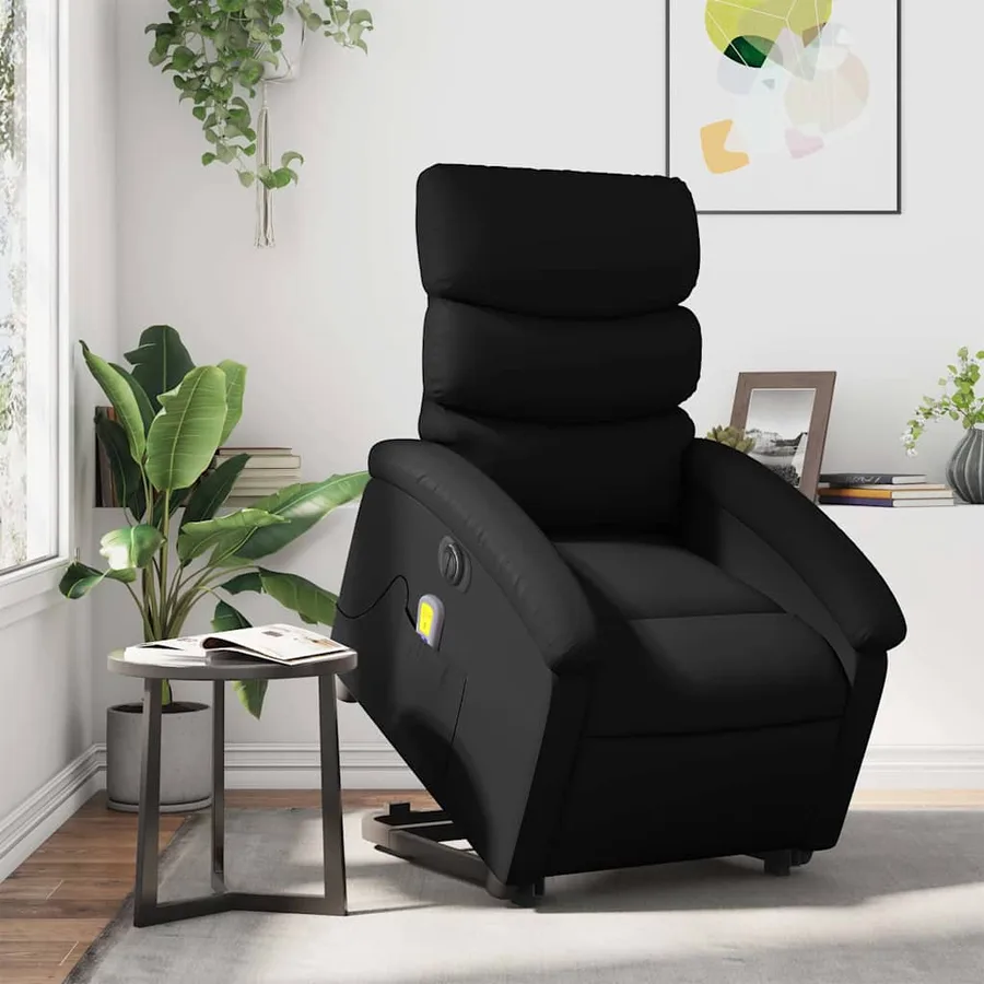 Fauteuil inclinable de massage électrique noir similicuir - 15