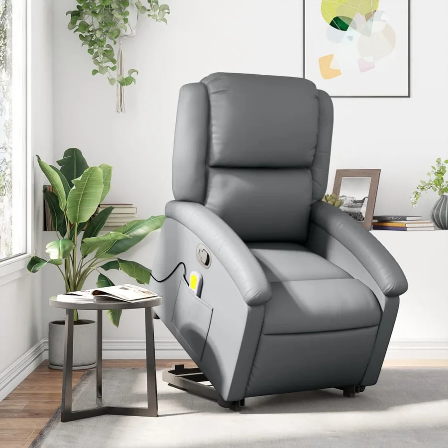 Fauteuil inclinable de massage Gris Similicuir - 15