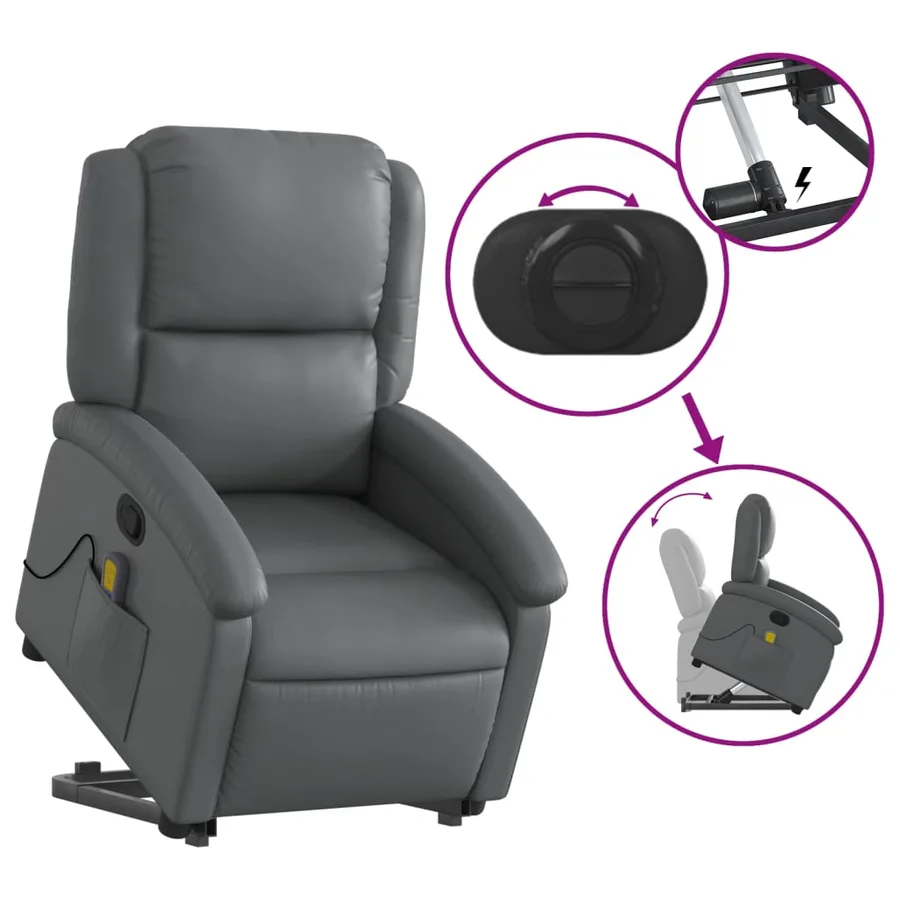 Fauteuil inclinable de massage Gris Similicuir - 6