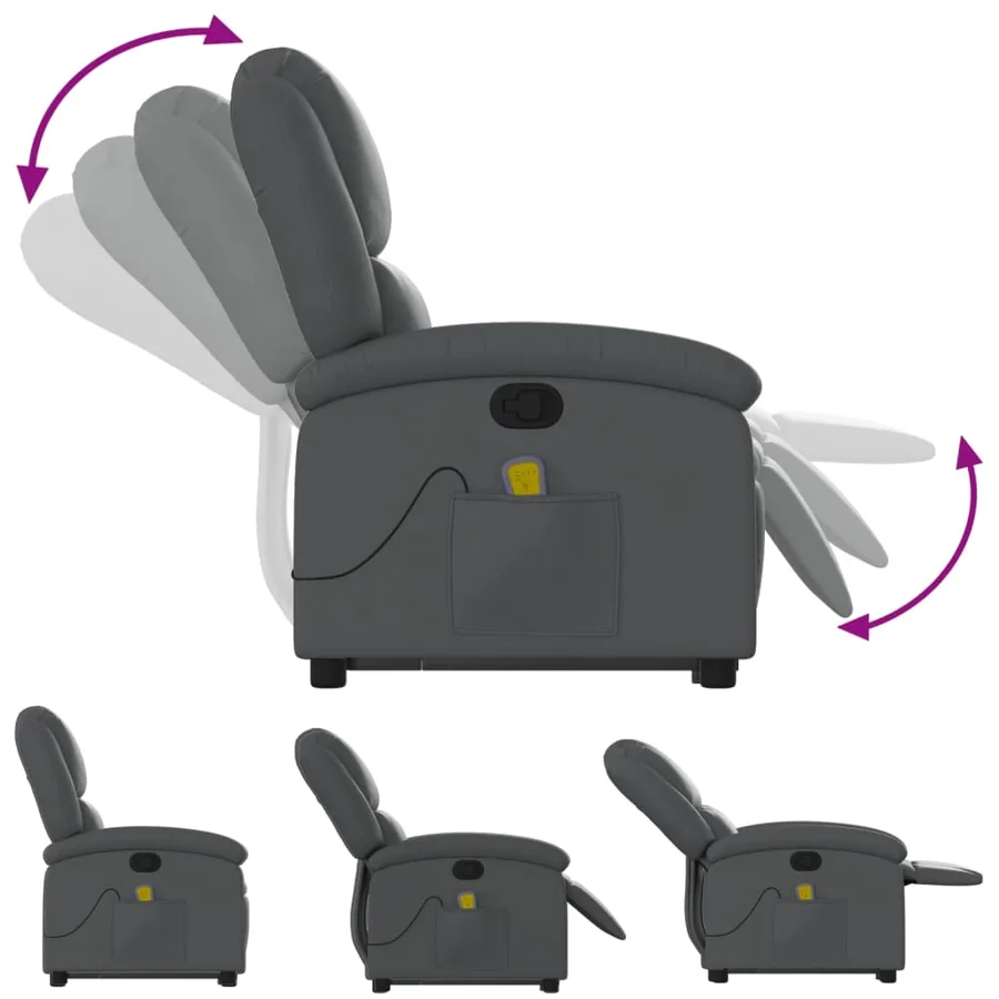 Fauteuil inclinable de massage Gris Similicuir - 7