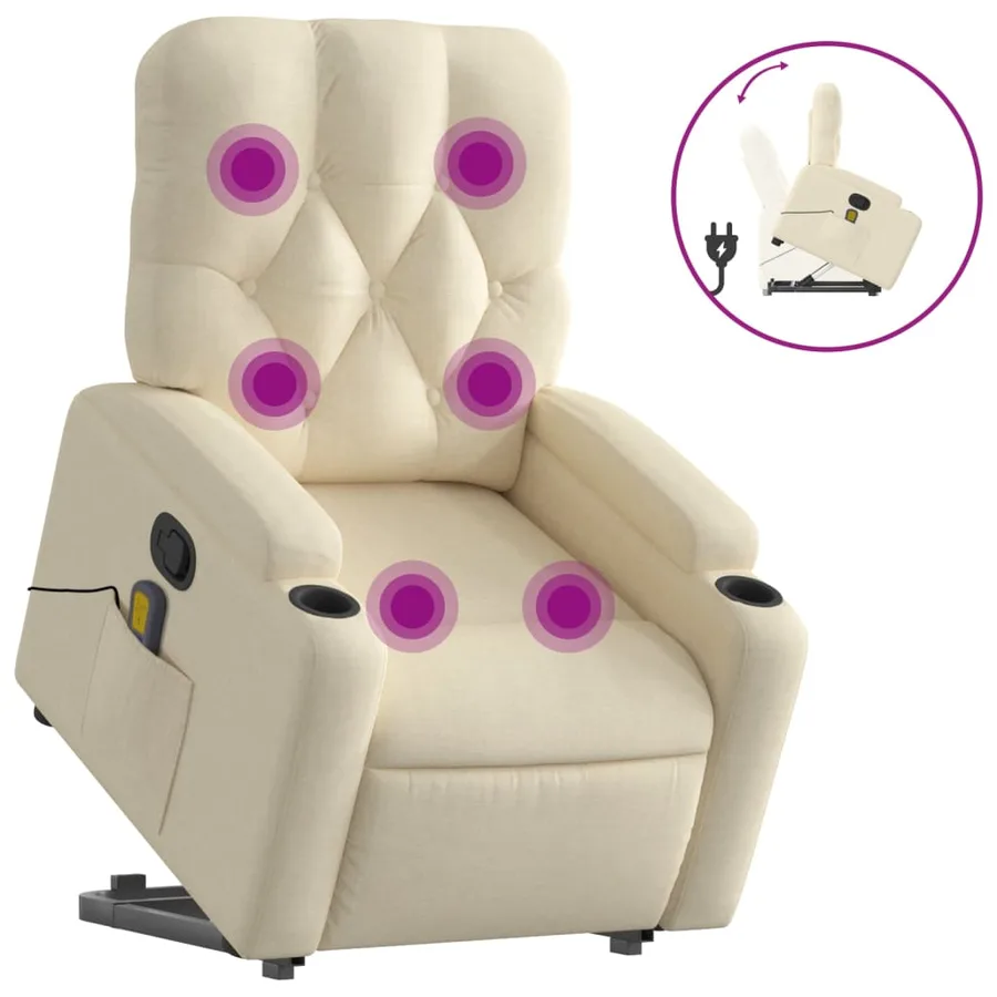 Fauteuil inclinable de massage Crème Tissu - 2