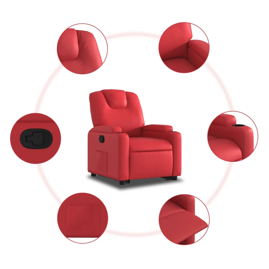 Fauteuil inclinable Rouge Similicuir - 8