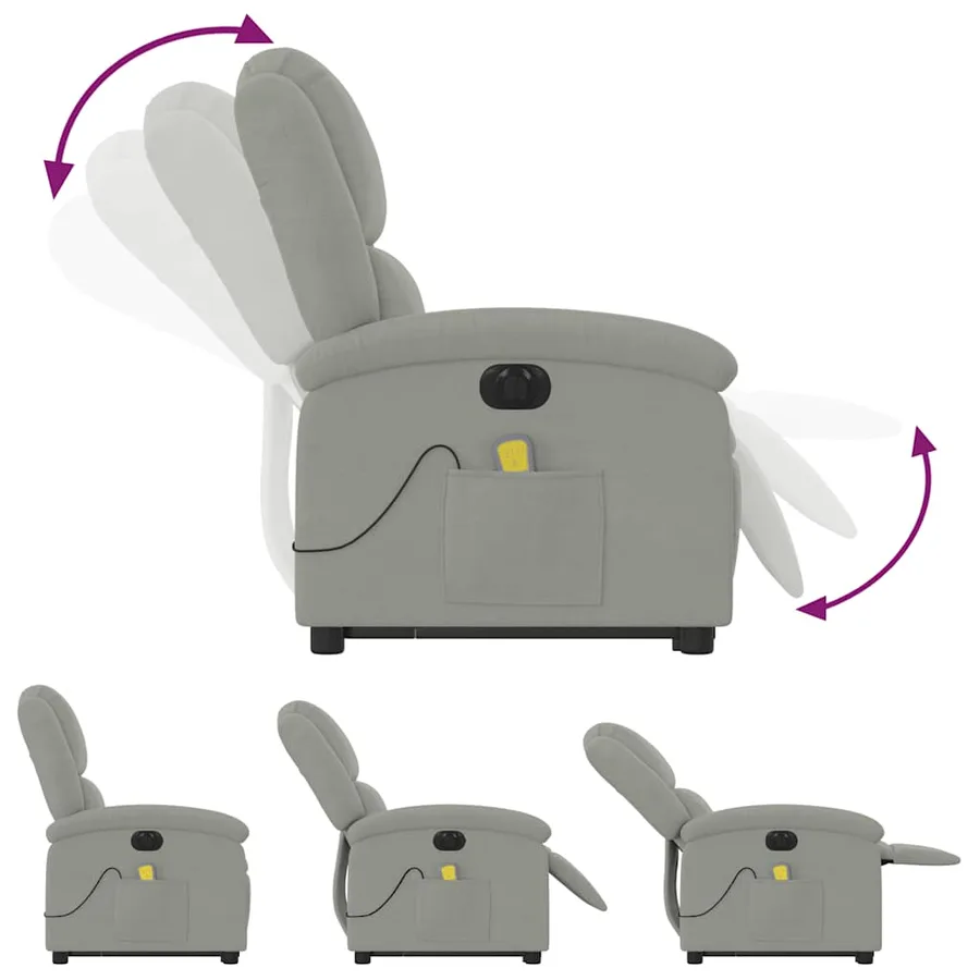 Fauteuil inclinable de massage électrique gris clair velours - 7