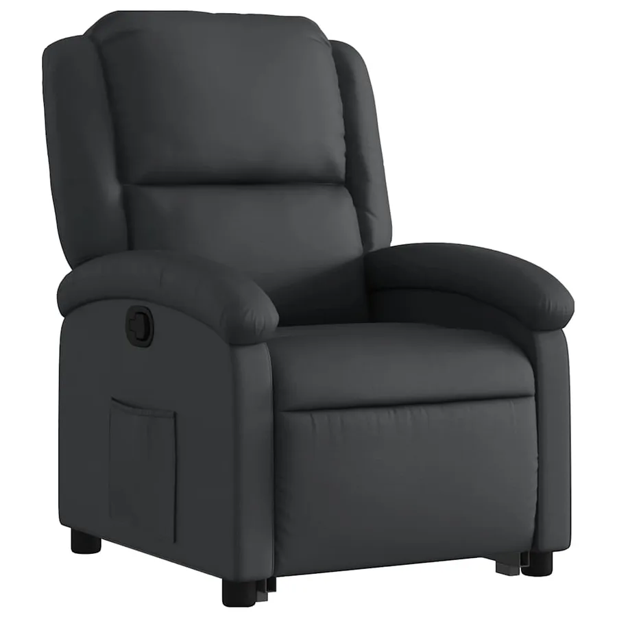 Fauteuil inclinable noir cuir véritable - 4