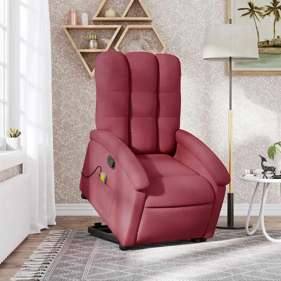 Fauteuil inclinable de massage Rouge bordeaux Tissu - 16