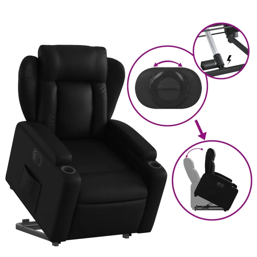Fauteuil inclinable électrique noir similicuir - 11