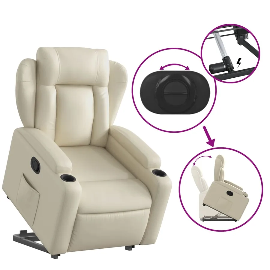 Fauteuil inclinable Crème Similicuir - 6