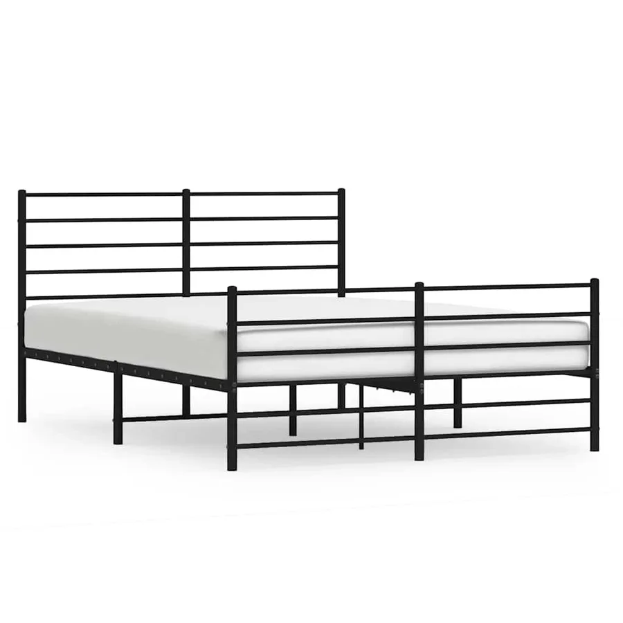 Cadre de lit métal sans matelas avec pied de lit noir 150x200cm - 2