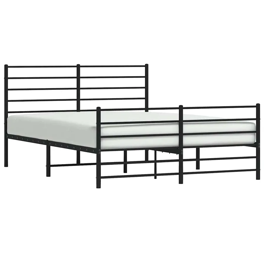 Cadre de lit métal sans matelas avec pied de lit noir 150x200cm - 5
