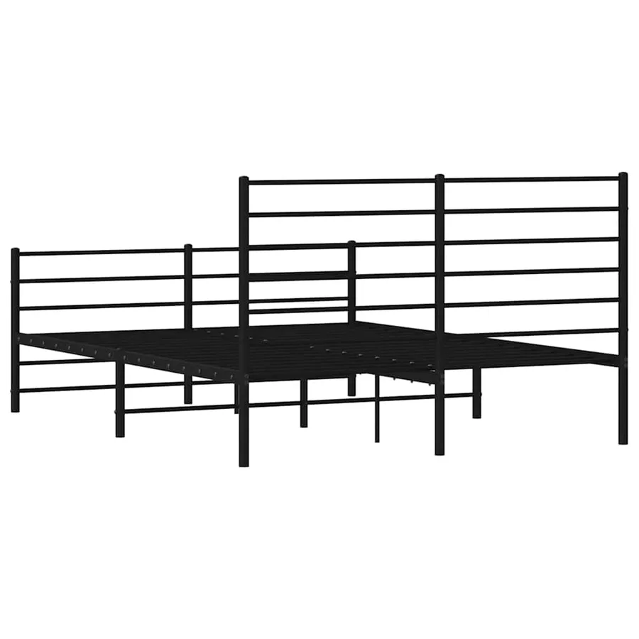 Cadre de lit métal sans matelas avec pied de lit noir 150x200cm - 8