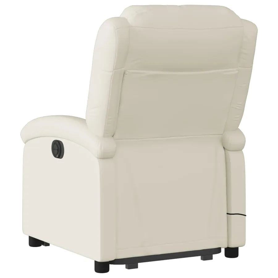 Fauteuil inclinable de massage électrique crème similicuir - 5