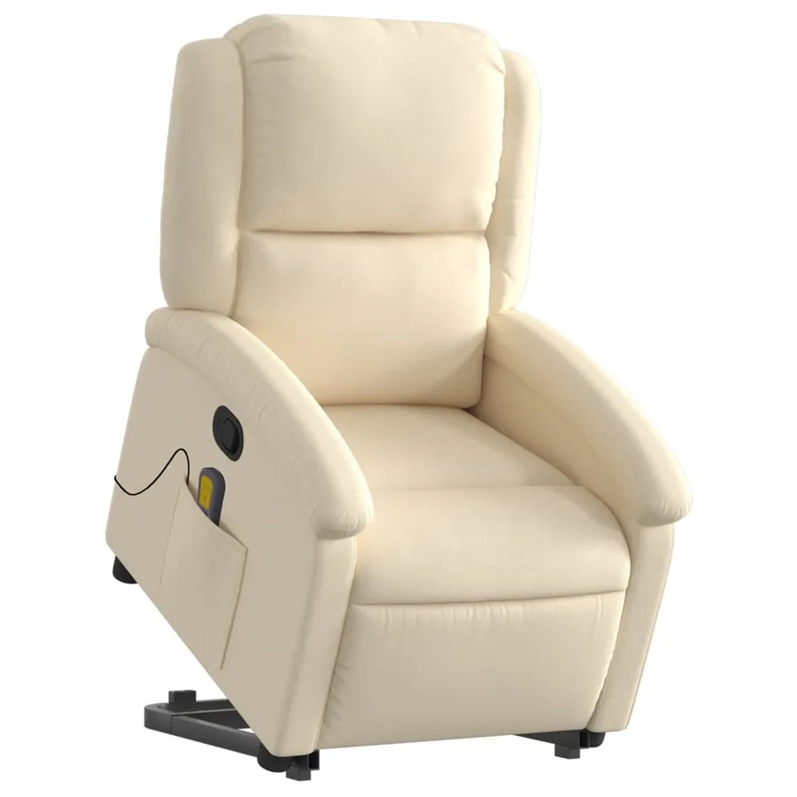 Fauteuil inclinable de massage Crème Tissu - 3