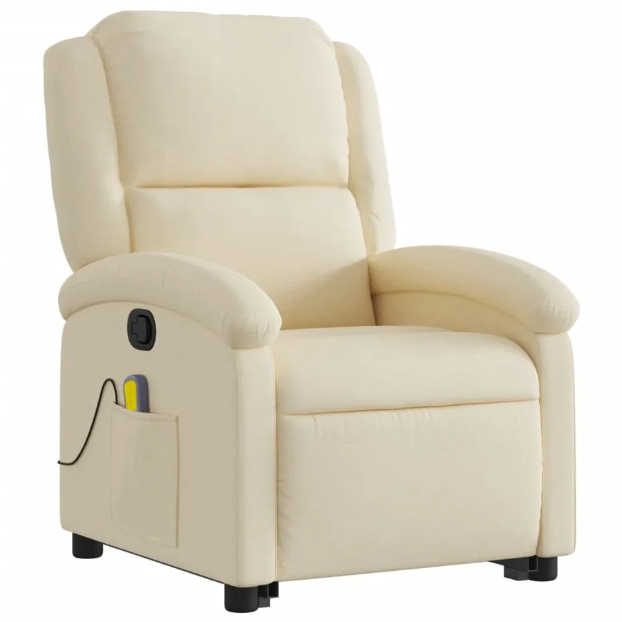 Fauteuil inclinable de massage Crème Tissu - 4