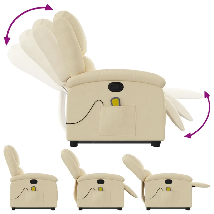 Fauteuil inclinable de massage Crème Tissu - 7