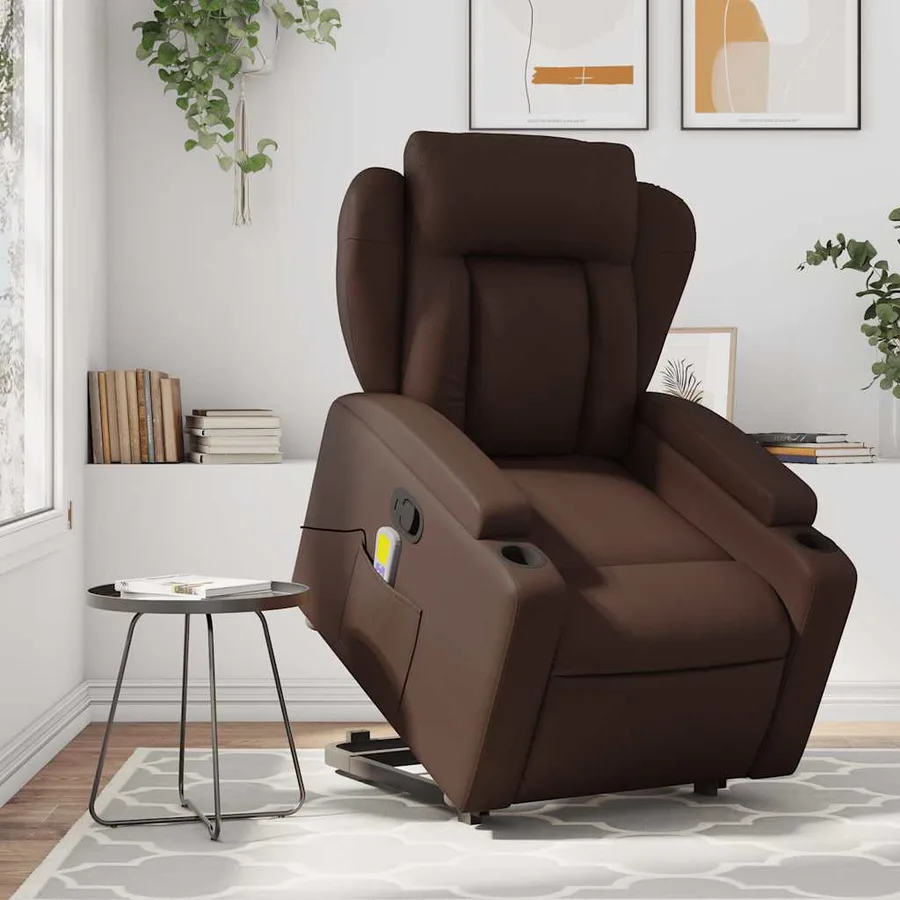 Fauteuil inclinable de massage Marron Similicuir - 15