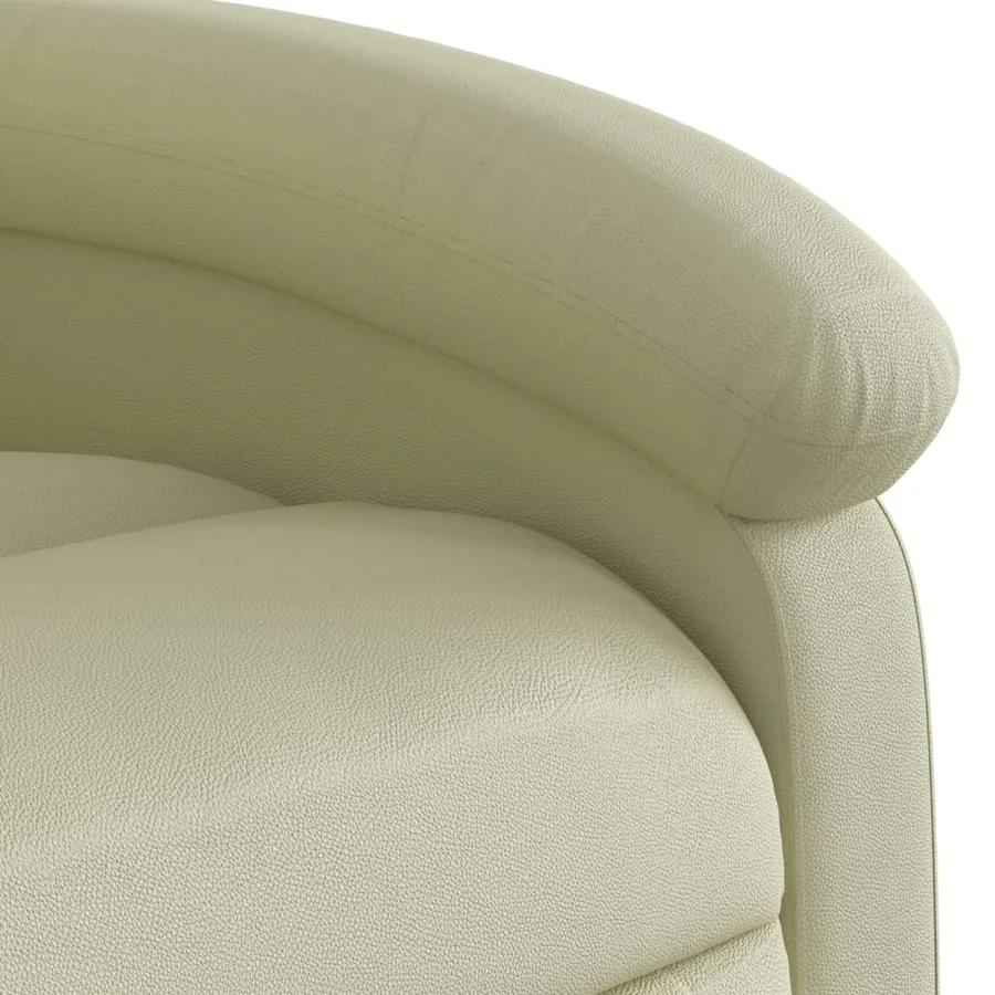Fauteuil inclinable de massage électrique crème cuir véritable - 12