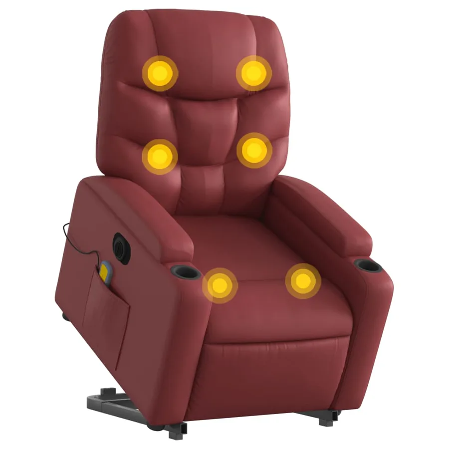 Fauteuil inclinable de massage électrique rouge bordeaux - 3