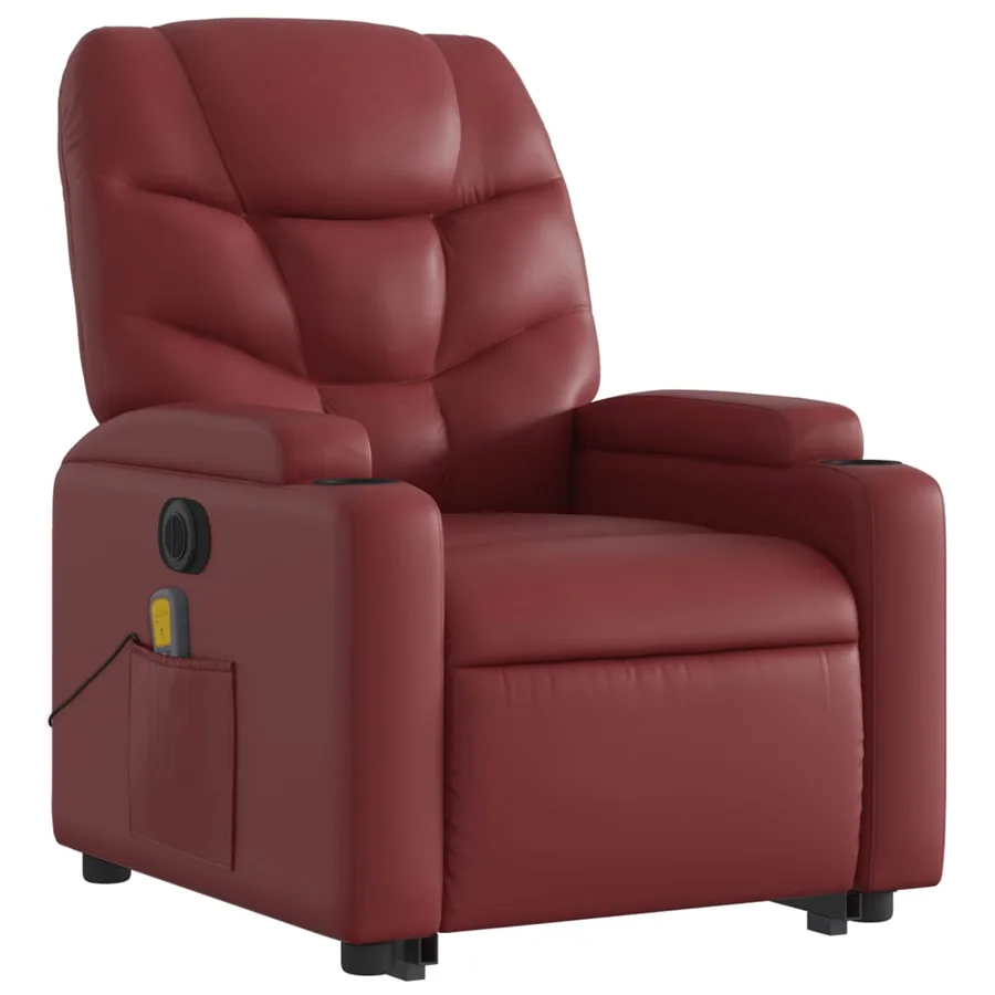 Fauteuil inclinable de massage électrique rouge bordeaux - 4