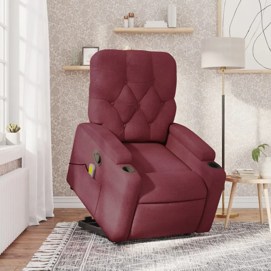 Fauteuil inclinable de massage Rouge bordeaux Tissu - 15