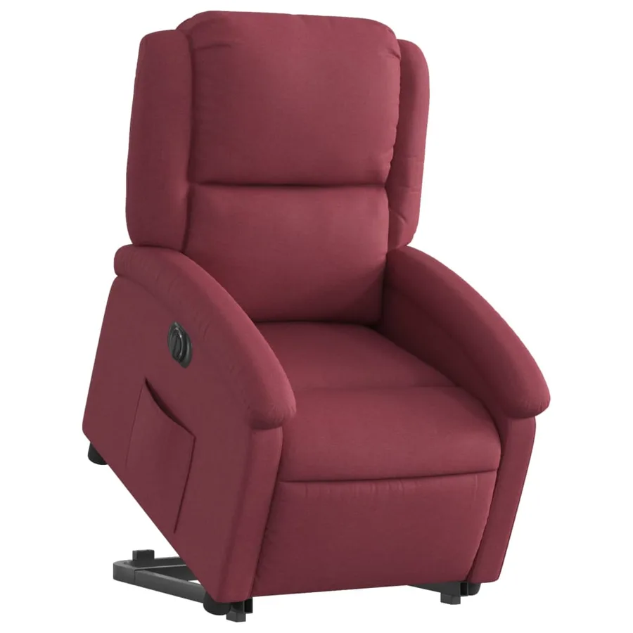 Fauteuil inclinable électrique rouge bordeaux tissu - 3