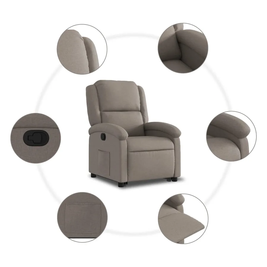 Fauteuil inclinable taupe tissu - 8