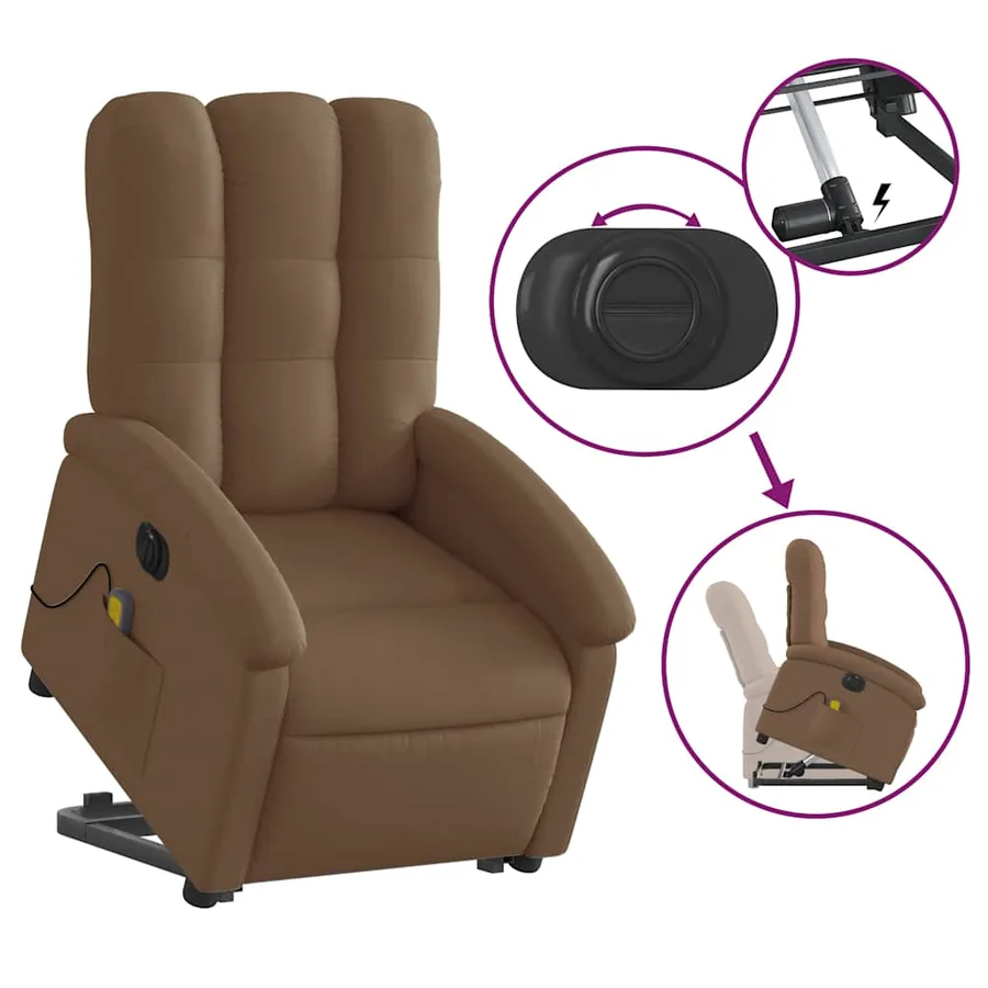 Fauteuil inclinable de massage électrique Marron Tissu - 6