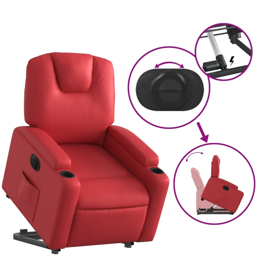 Fauteuil inclinable électrique rouge similicuir - 12