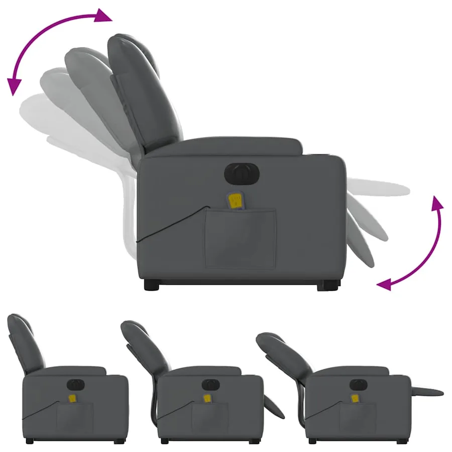 Fauteuil inclinable de massage électrique gris similicuir - 7