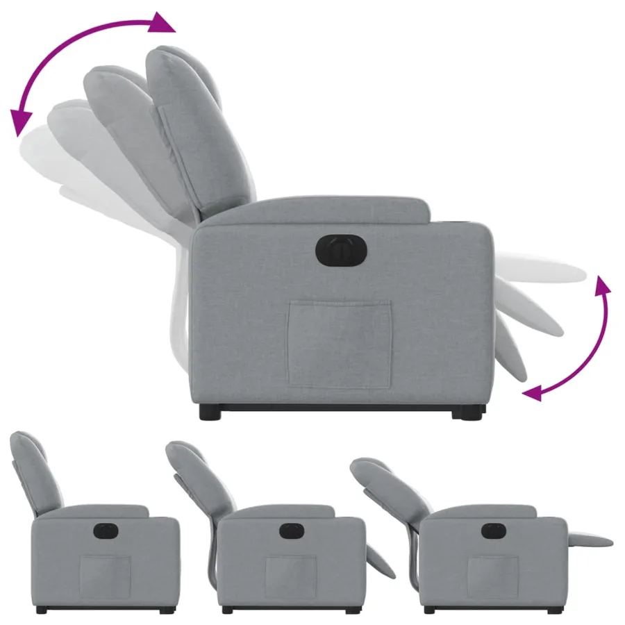 Fauteuil inclinable électrique gris clair tissu - 7
